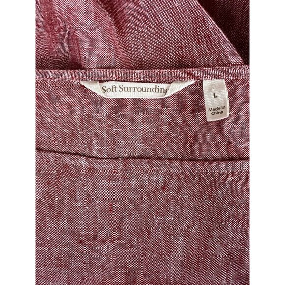 Soft Surroundings Linen‎ Top Tunic Sz L Red Marled Pullover Lagenlook Resortwear - Picture 6 of 7